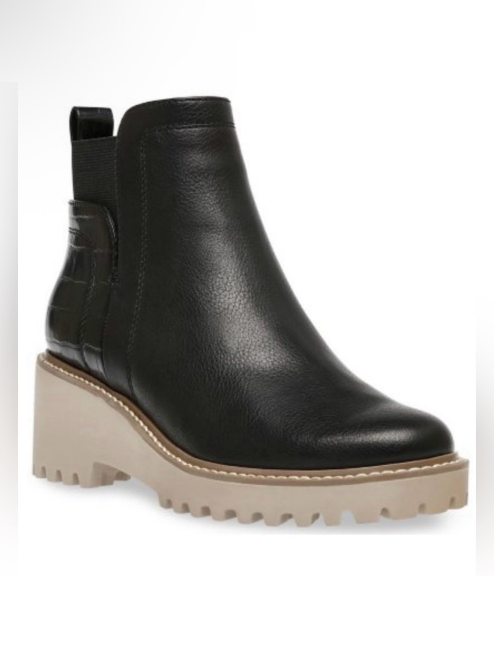 Dolce Vita Rielle Rancher Booties Ankle Boots Black Tan size 9 faux Leather